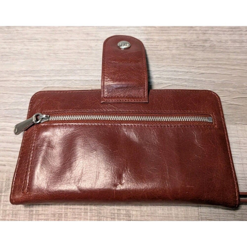 Hobo Leather Danette Continental Wallet Wristlet Glazed Red - Picture 9 of 12